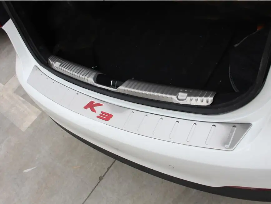 

Application only for 12-19 Kia K3 rear guard plate K3 refitted stainless steel backup box decorative bar threshold protection