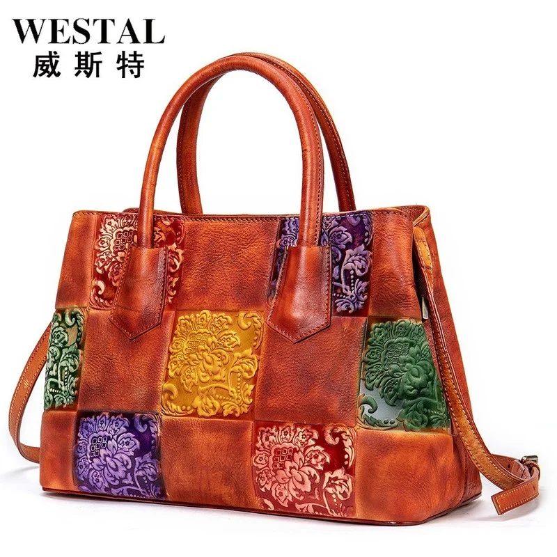 

WESTAL bag handbags new 2021 messenger shoulder bag tree cream leather hand-polished retro shoulder bag
