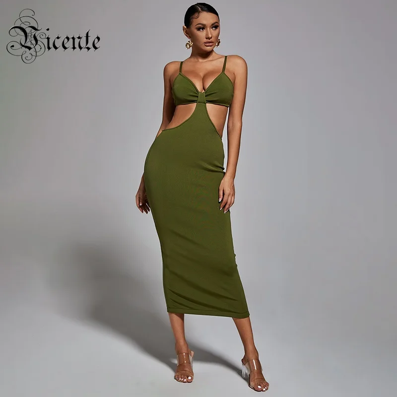 

Vc All Free Shipping Trendy Waist Hollow Out Design Sexy V Neck Backless Celebrity Party Club Bandage Long Slip Dress
