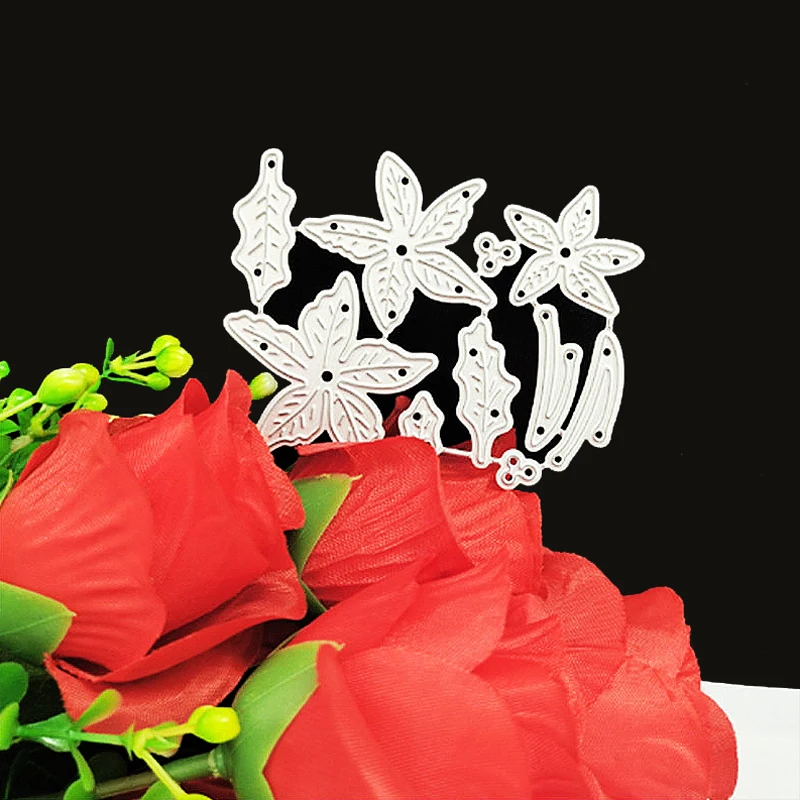 Металлические Вырубные штампы форма для вырезания рождественские цветы листья