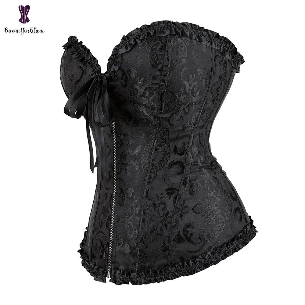 Корсет на молнии черный белый цвет |