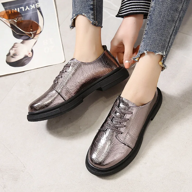 

2020 ladies platform sneaker Women's Shoes Pointed Toe Black Oxford Shoes Ladies Flats Slip On Casual Shoes Woman NEW Female