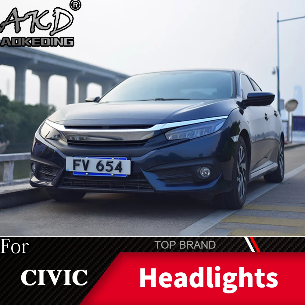 Головной фонарь для автомобиля HONDA Civic X- фары Противотуманные фары Дневные ходовые огни DRL H7 светодиодный Биксеноновая лампа автомобильные аксессуары