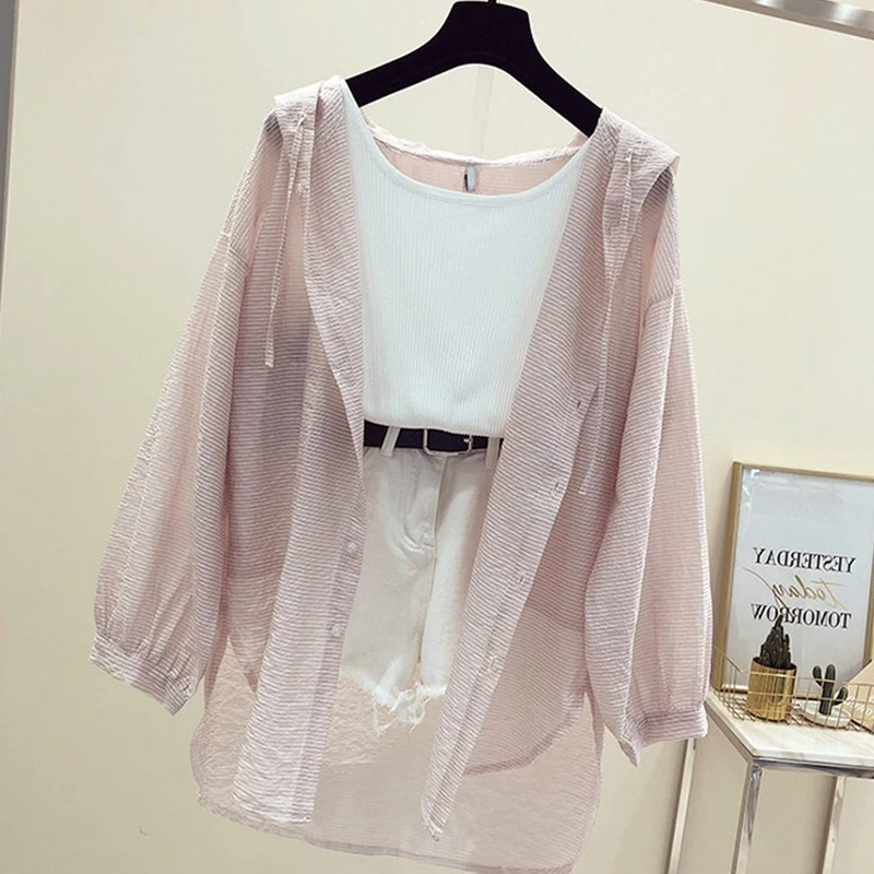 

Women Thin Coat Casual Summer Sun Protection Clothes Female Long Cardigan Shirt Clothing Tops Blouse Covers Blusas W1 New