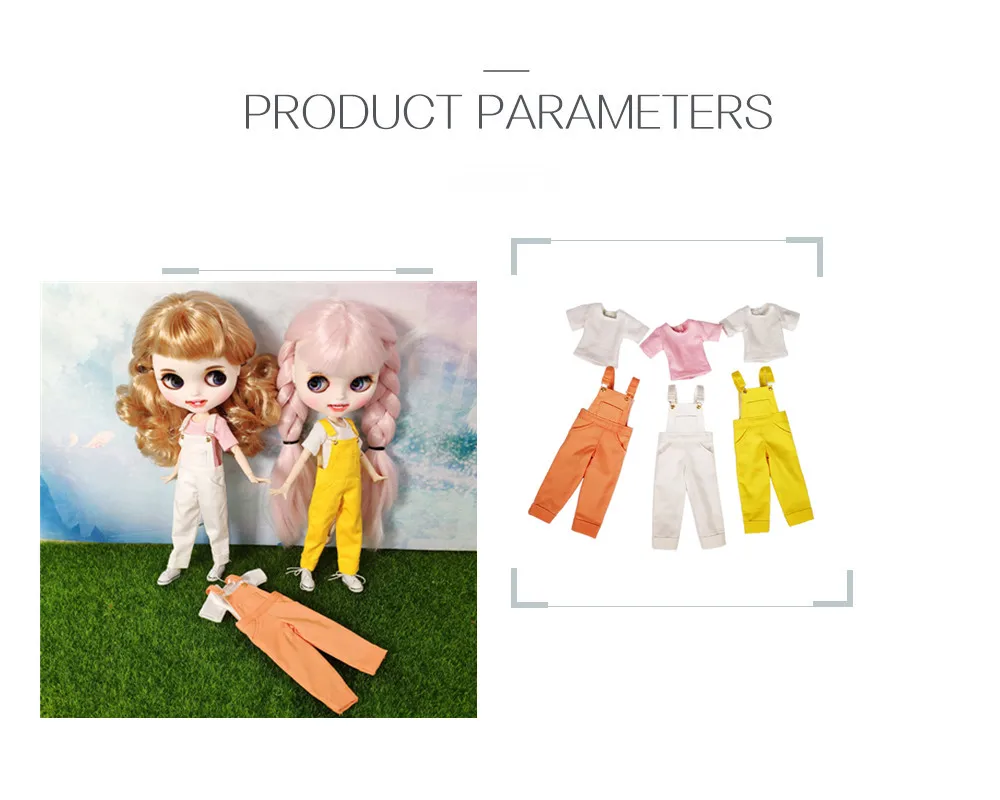 Fortune Days Blyth Кукла одежда короткий рукав нагрудник костюм для 1/6 30 см суставное тело