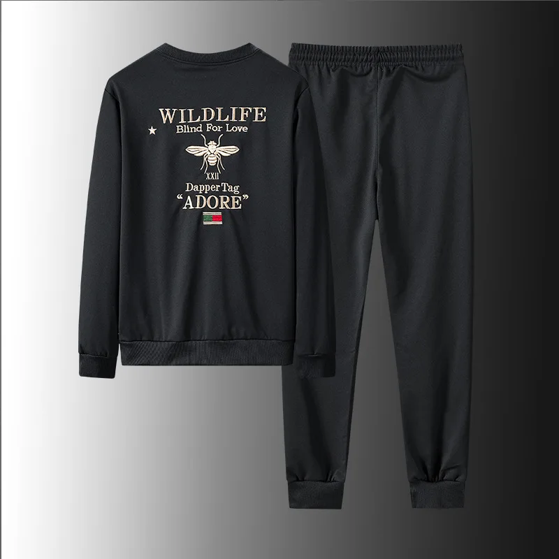 

2021 spring new men's suit light luxury embroidery men's fashion Korean casual suit two-piece men