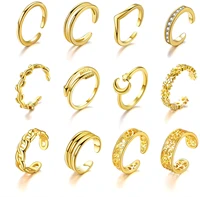 12pcs adjustable toe rings for women plated cz chain arrow moon hallow open toe ring set for women summer beach foot jewelry