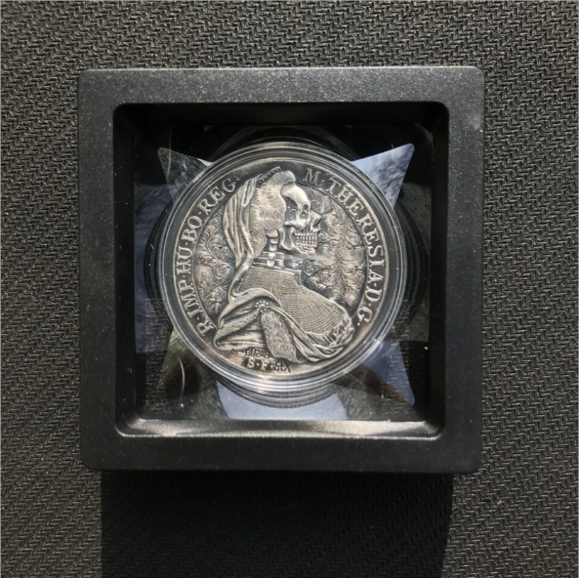 Счастливое винтажное двойное ожерелье с подвеской монеткой в виде орла черепа