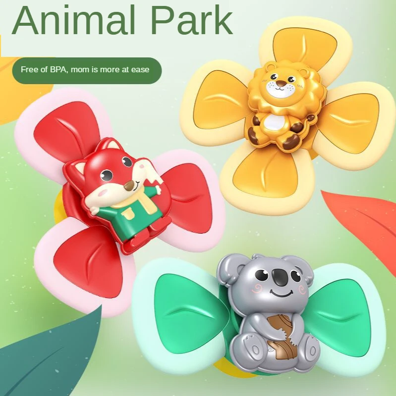 3PCS Suction Cup Spinning Top Toy, Suction Cup Baby Toys ,Baby Bath Toys Non Toxic Bitable Children's Toys