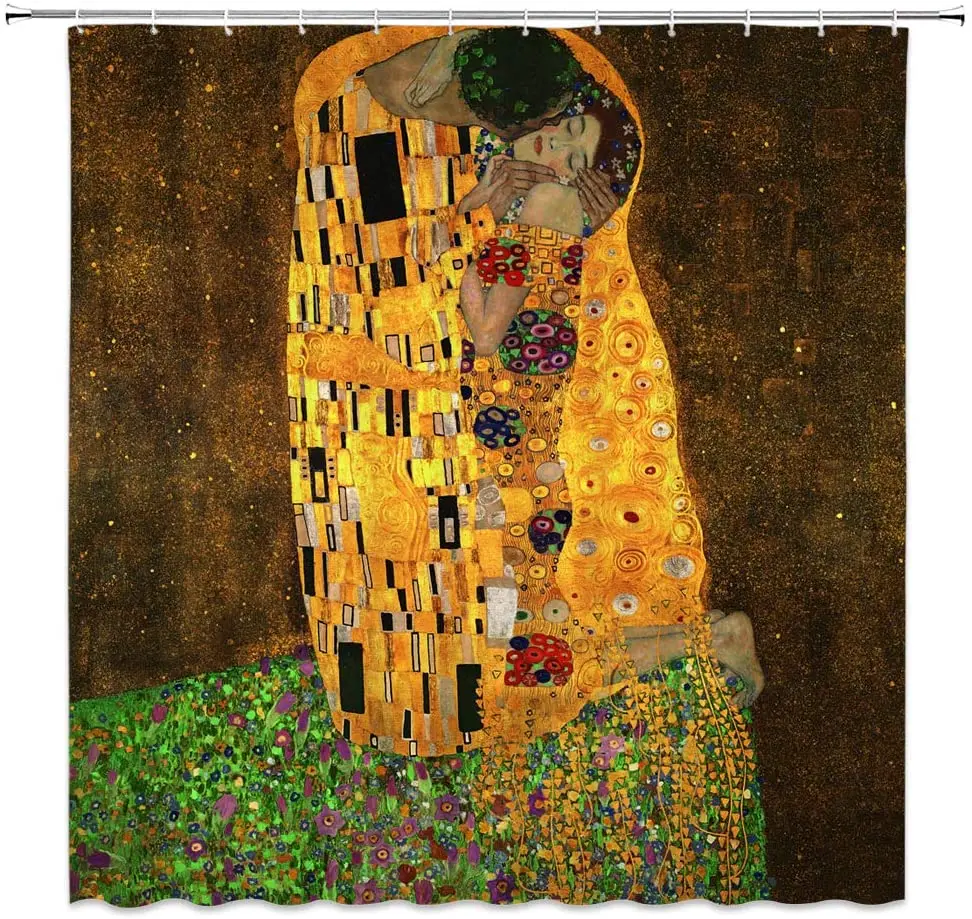 

The Kiss by Gustav Klimt Famous Artwork Retro Print Fabric Bathroom Décor