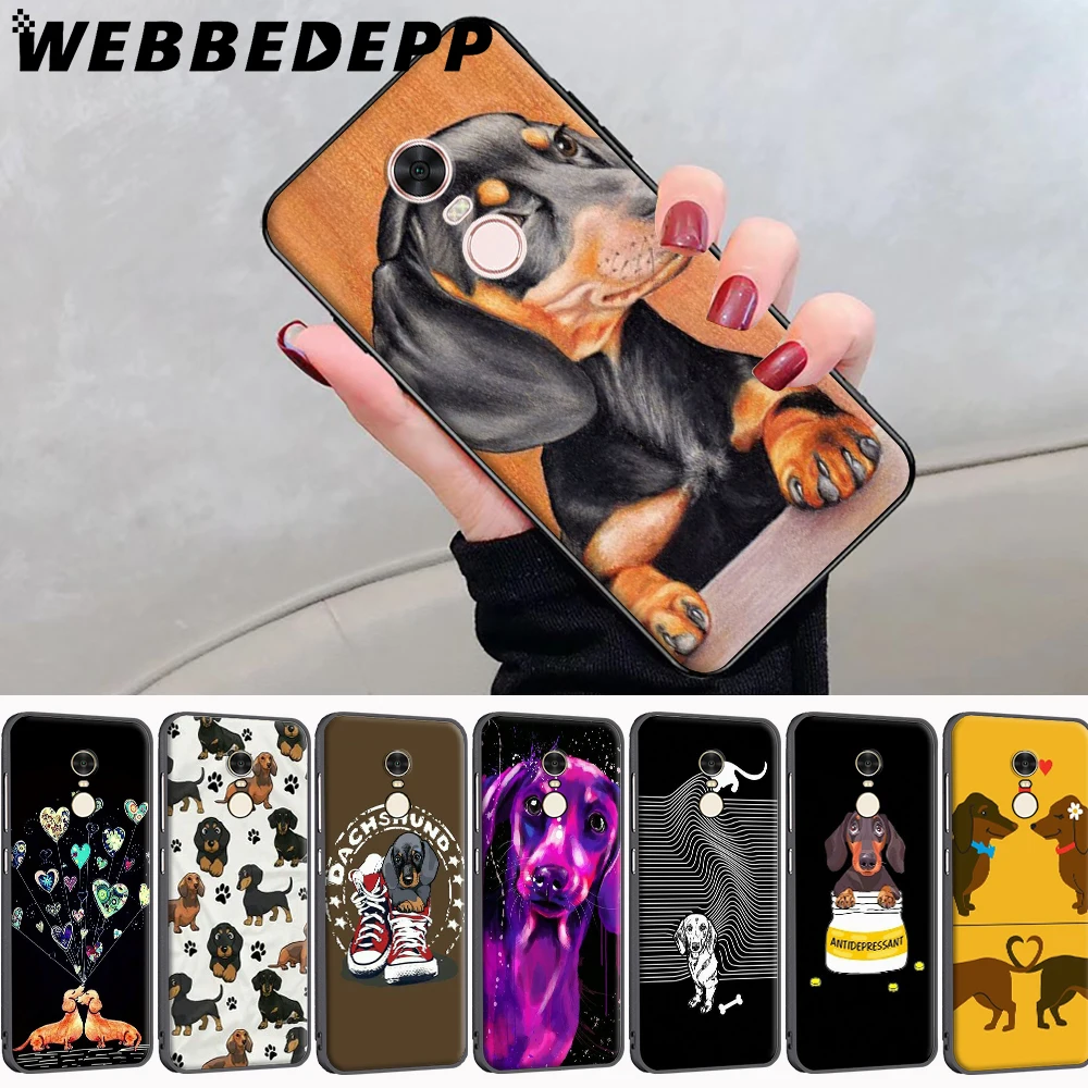 Чехол для Xiaomi Redmi 5 Plus 4A 4X 5A 6A 7A 8A S2 Note Prime 6 7 8 Pro 8T в виде таксы.