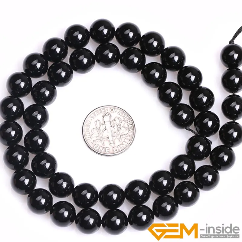 8mm Натуральный камень черный турмалин круглые свободные бусины для изготовления ювелирных изделий прядь 1" DIY браслет ожерелье ювелирных изделий - Цвет: 8mm