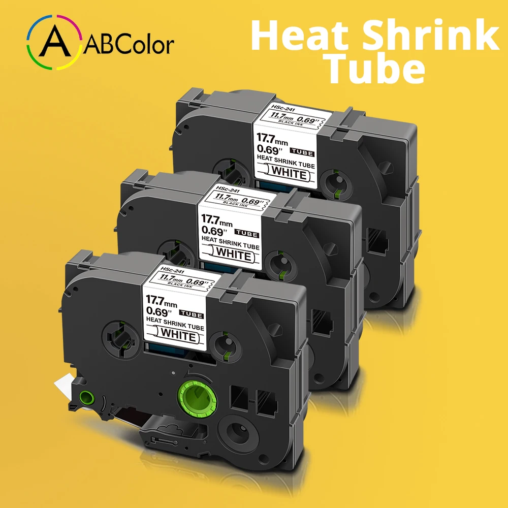 

3PK Tape For Brother HSe 241 HSe-241 Heat Shrink Tube Tape HSe241 hse 241 Wire&Cable Labels 18mm For Brother P touch Label Maker