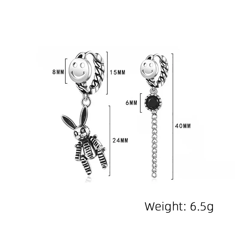 Асимметричные Подвесные серьги Foxanry в виде кролика с улыбающимся лицом винтажные