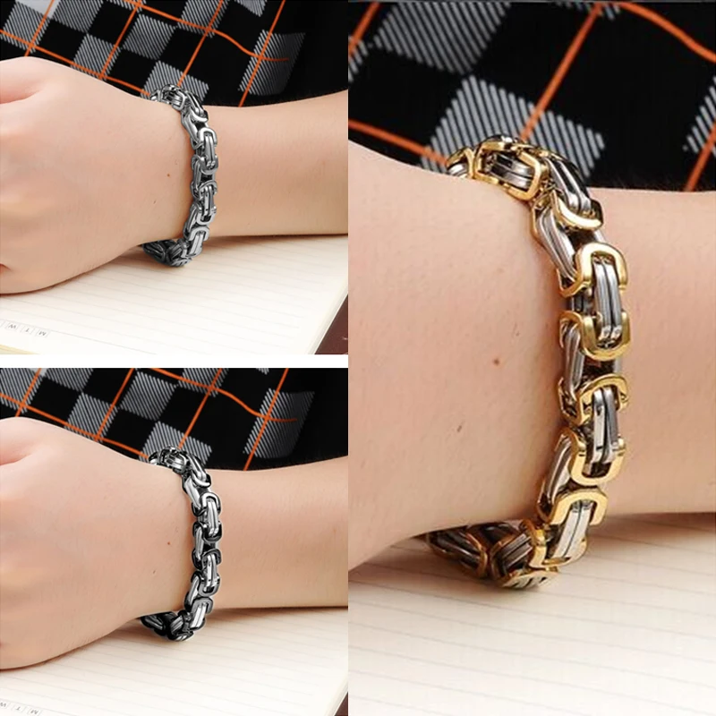 

steel bracelets mens stainless steel hip hop punk bracelet black gold chain on hand couple bracelet gifts for male accessories