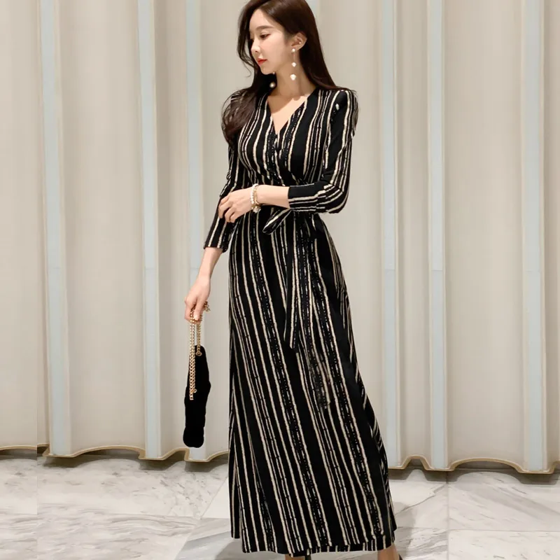 Женское винтажное платье в полоску элегантное облегающее платье|Женские платья|