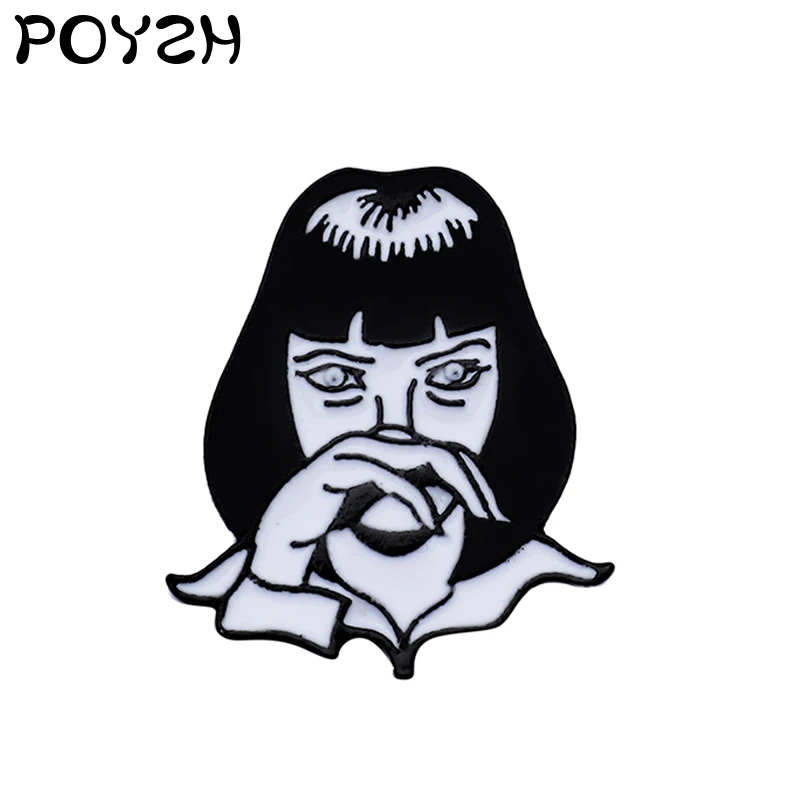 Панк девушка чертов эмаль лацкан булавка Миа Уоллес броши для мужчин и женщин