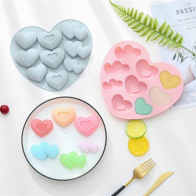 

3D Diamond Love Heart Shape Silicone Molds Bakeware Mousse Pastry Dessert Molds
