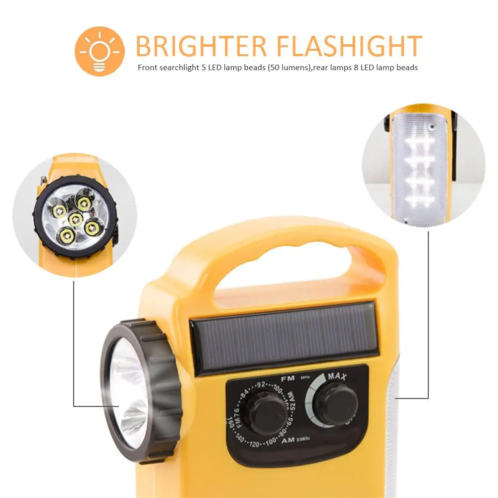 RD339 экстренная погода AM/FM радио Динамо светильник солнечный ручной Солнечный