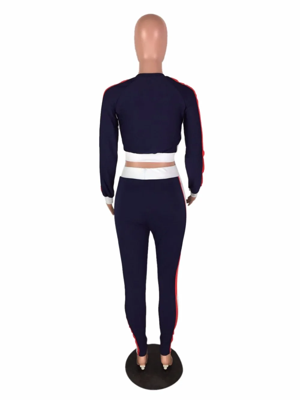 

Women Summer Double Side Striped Print Two Piece Tracksuit Set O-Neck Long Sleeve Casual Crop Top And Fashion Long Pants W8051