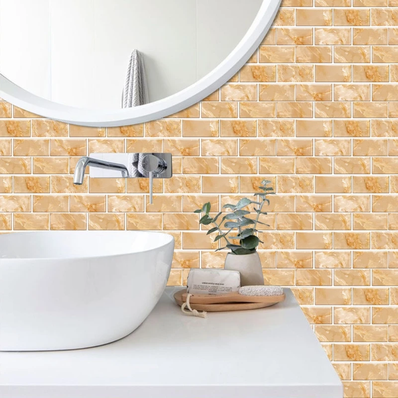 

18 Pcs 30x15cm Retro 3D Waterproof Tile Stickers DIY Self Adhesive Kitchen Decal