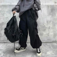 qweek gothic techwear black cargo pants women harajuku streetwear oversize wide leg pockets trousers for female punk joggers