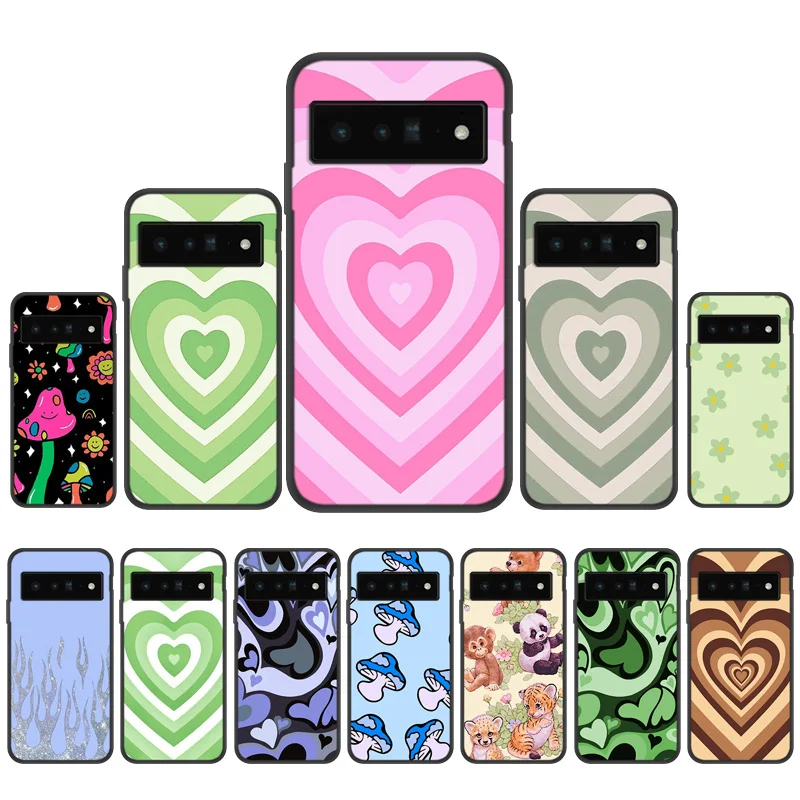 

Silicone For Google Pixel 6 Case Heart Circle Funda For Google 6 Pro 5 XL 4 XL Case Shell Shockproof Protrective Fashion Cover