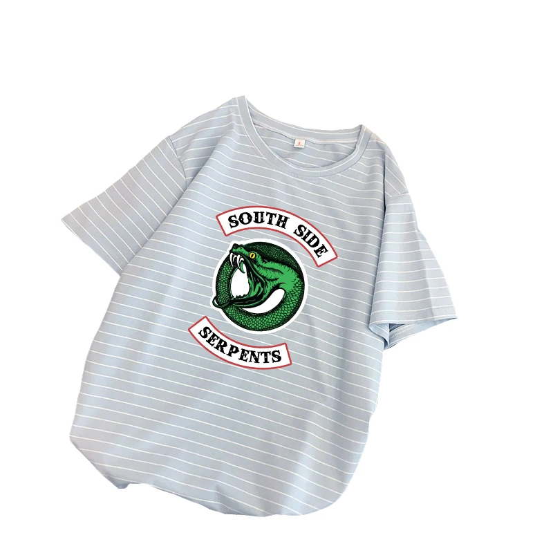 Новинка милые топы в стиле Харадзюку хлопковая футболка полоску с ривердэйлом