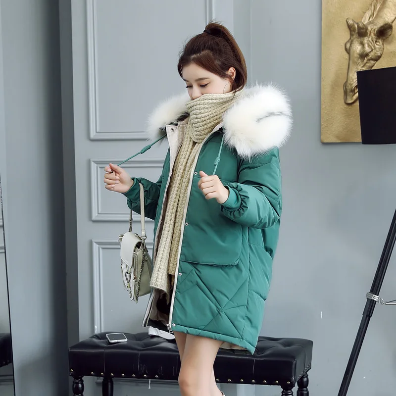 fur Hooded Parka casaco feminino female jacket Coat plus size winter jacket women Casual Down Cotton Long Padded Parkas