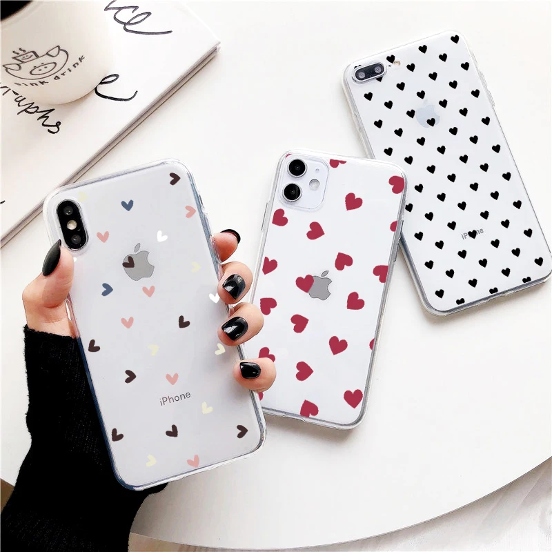 Милый прозрачный чехол с сердечками для Samsung Galaxy S21 S20 FE S8 S9 S10 Plus Note 20 Ultra A12 A50 A70 A51 A71