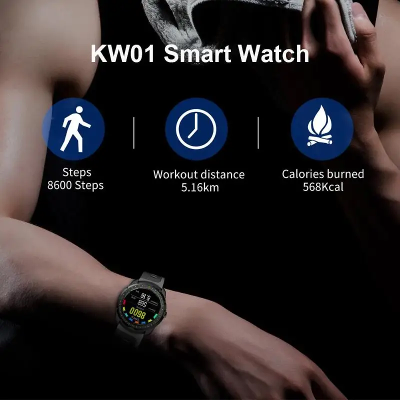 KW01 Смарт-часы IP68 водонепроницаемый монитор сердечного ритма шагомер фитнес-трекер спортивный контроль качества сна напоминание сидя