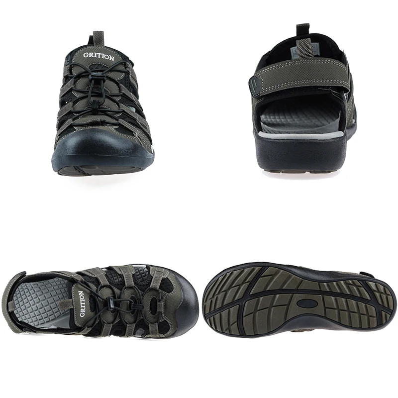 GRITION/Летняя обувь пляжные Мужские сандалии с закрытым носком Качественная