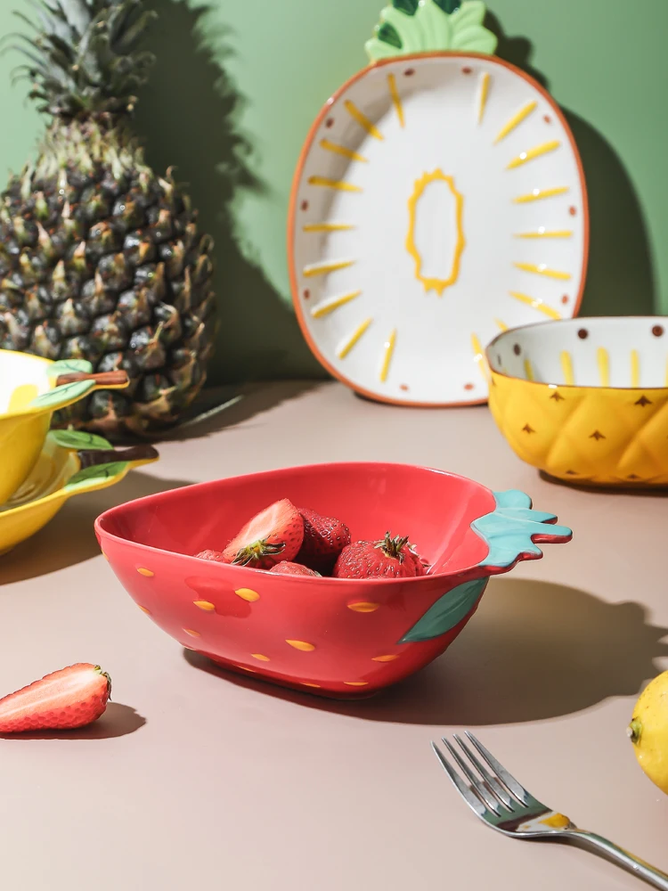 

plate ins wind lovely ceramic creative personality plate household tableware net red meal plate vegetable plate salad plate