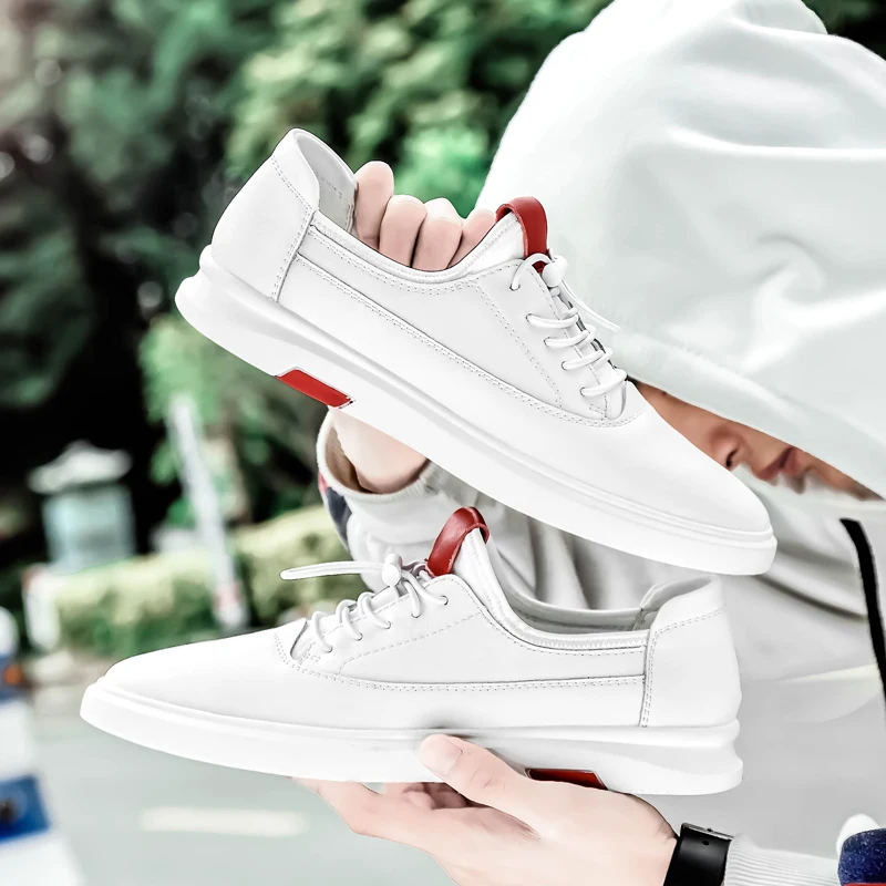 Mring leather men's shoes 2019 new casual soft fashion Korean version of the British board tide | Обувь