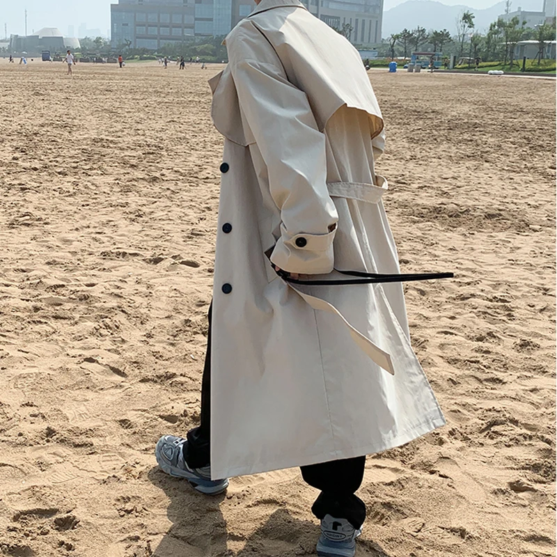 

Trench Coat Men New winter long Jacket Coats Mens Overcoat Simple Black Casual Long Solid Windbreaker Streetwear Autumn Outwear