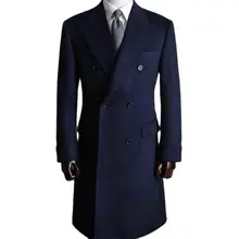 1 pçs pico lapela azul marinho jaqueta longa ternos masculinos inverno 50% lã blazer sob medida roupa de festa só um casaco (4)