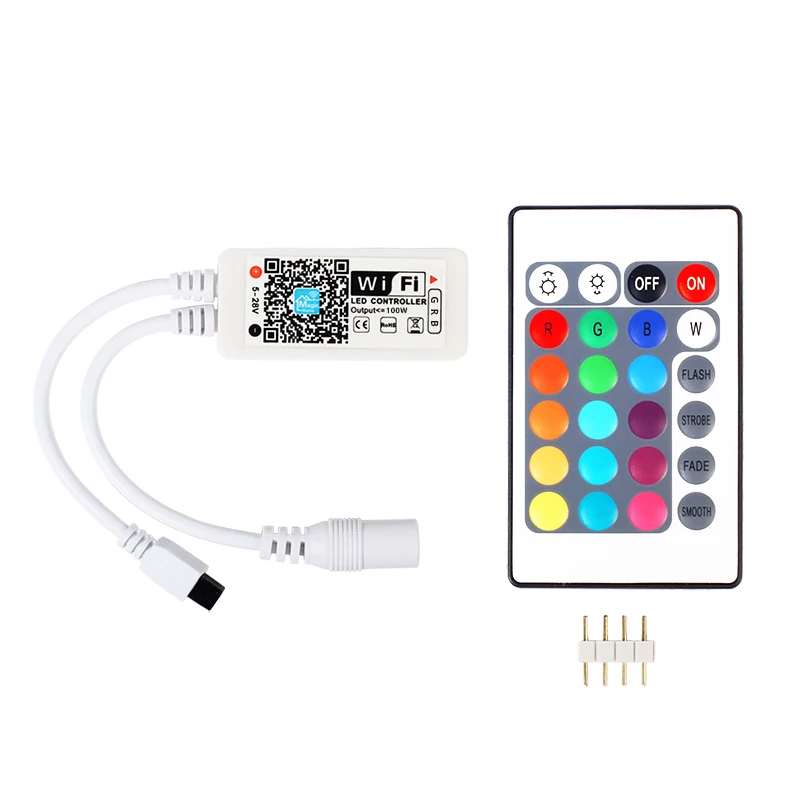 DC5 28V Мини WiFi LED RGB контроллер RGBW с 24 клавишным ИК пультом дистанционного