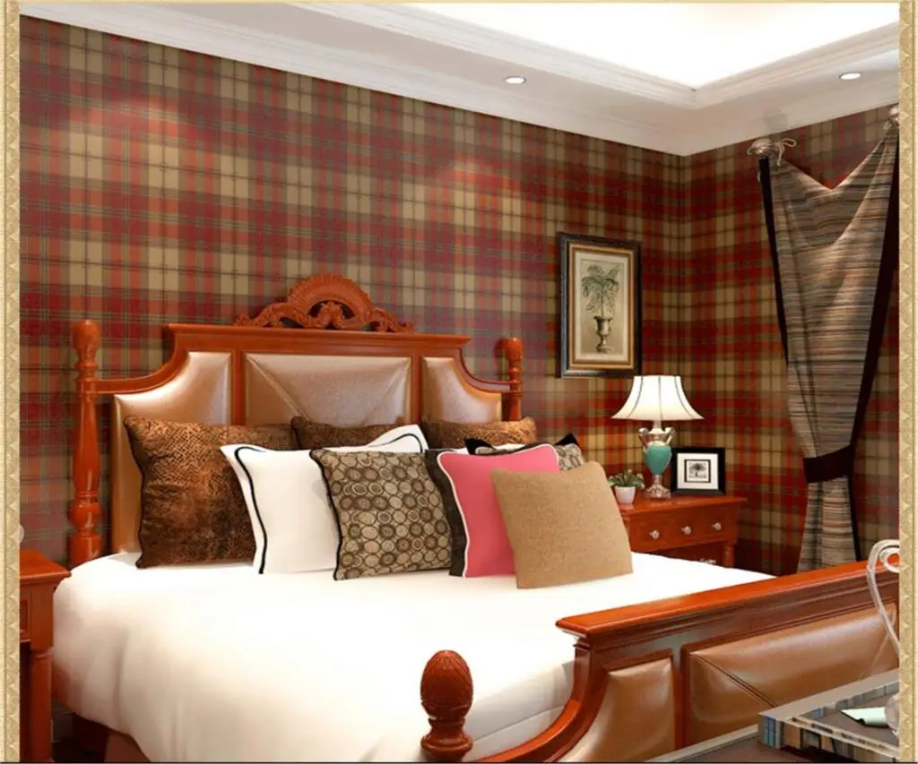 

beibehang British Mediterranean style paper wall paper plaid retro Scottish bedroom living room children room full of wallpaper