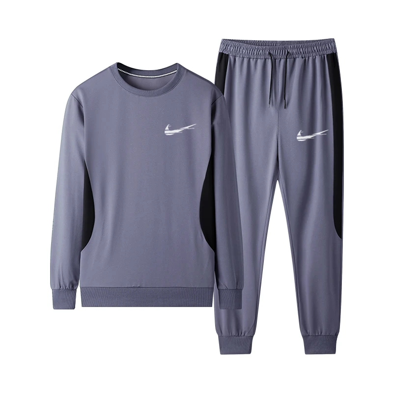 

Spring and autumn new sports suit men's long-sleeved trousers IКNIKEС stitching color block trousers leisure two-piece suit
