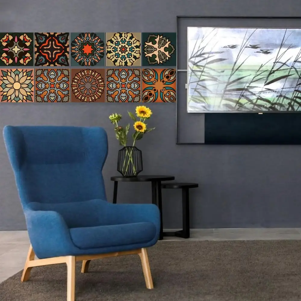 Плитка с цветочным узором настенные стикеры в марокканском стиле для ванной