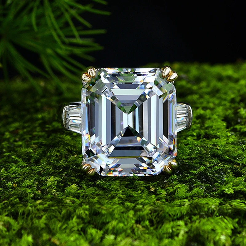 

100% реальные стерлингового серебра 925 Большие кольца для женщин создан розовый Муассанит Бриллианты большой топаз цитрин кольцо Свадебные в...