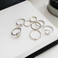 minimalist hip hop knuckle ring geometric wafer cannot be adjustable ring japan south korea eight piece set index finger ring