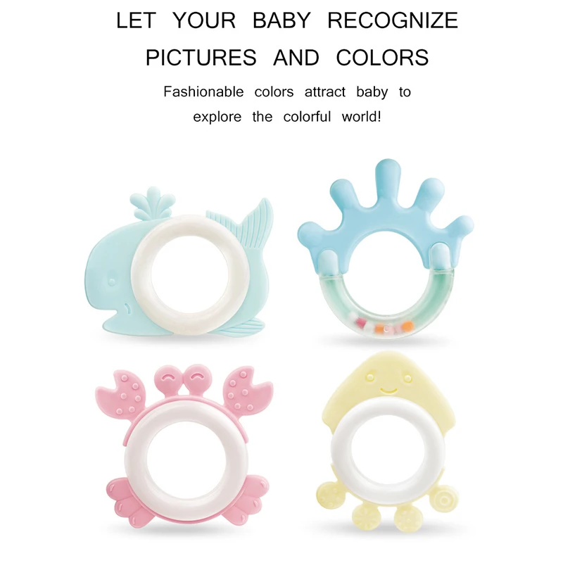 

4pcs/8pcs Baby Teether Rattle Toys Mobile Cot Toy Child Kids Educational Bed Bell Newborn Pacifier Stroller Infant Pacifier Toy