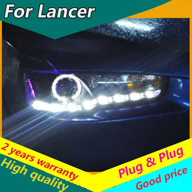 

KOWELL Car Styling for Mitsubishi Lancer Headlight 2009-2016 Sentra LED Headlights DRL H7 D2H Hid Option Bi Xenon Beam