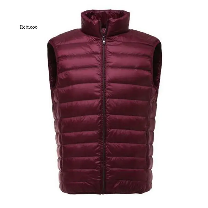 

Men Thin Domn Vest Casual Light Men Down Vest Top Selling Zipper Big Size New Arrival 6 Colors Male White Duck Down Vest