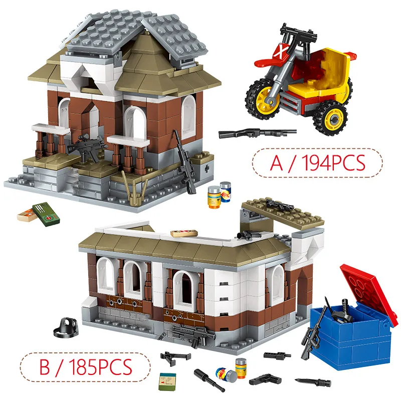 2 в 1 379 шт. игра на выживание PUBG строительные блоки военный городок полицейский