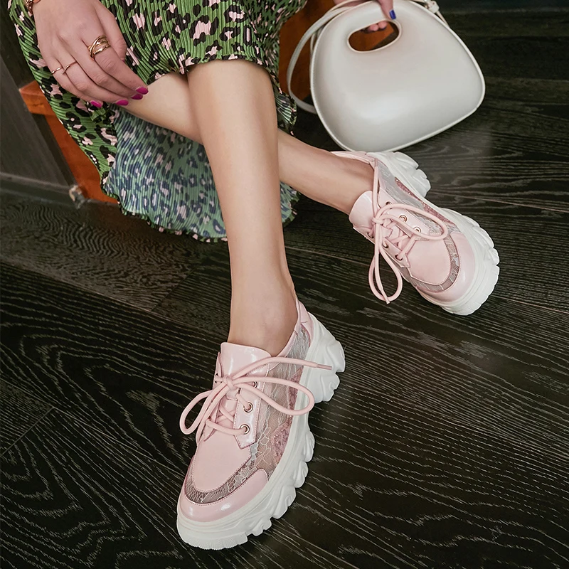 

MORAZORA 2021 Spring Autumn Women Pumps Fashion Lace Up Platform Casual Shoes Genuine Leather Comfortable Ladies Single Shoes