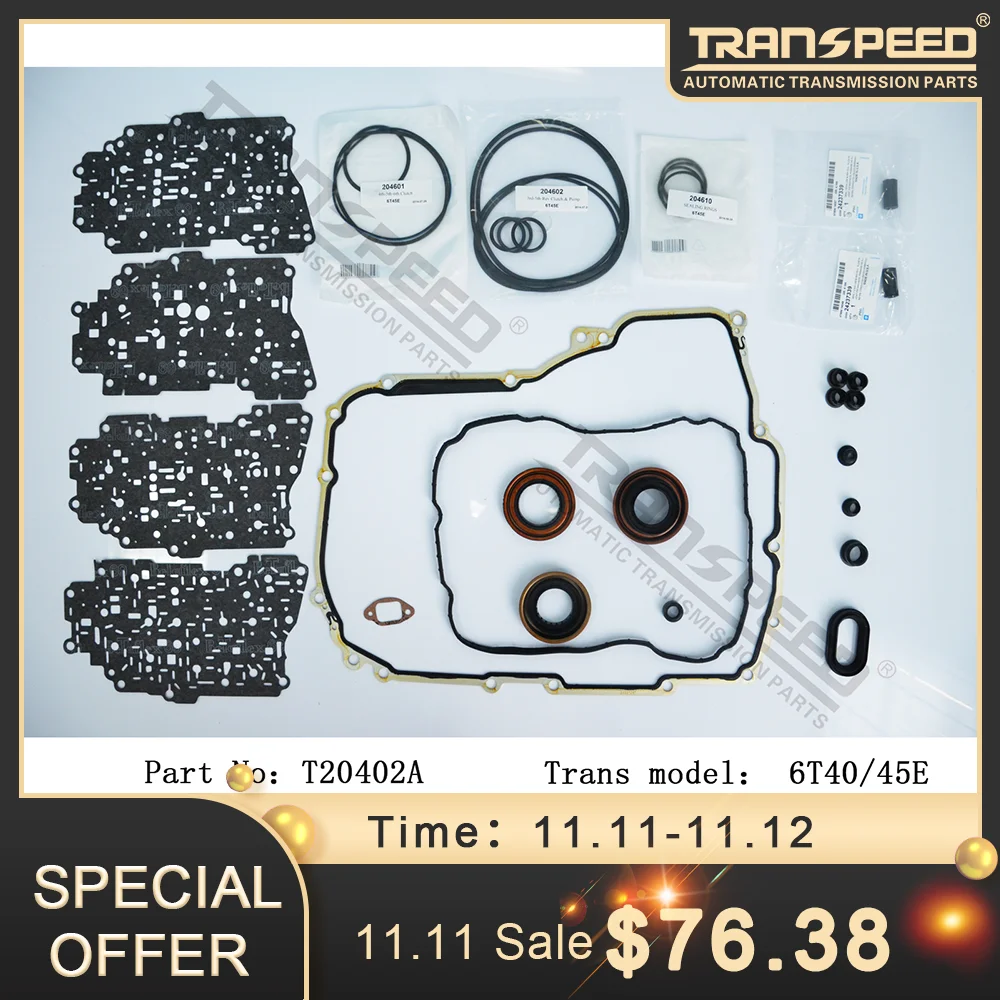 

TRANSPEED 6T40E 6T45E Transmission Rebuild Kit Overhaul Seals T20402A