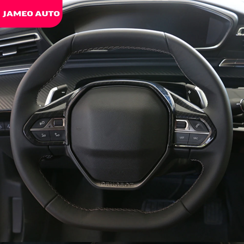 

Jameo Auto ABS Car Accessories for Peugeot 5008 GT 2017 - 2021 Steering Wheel Switch Panel Cover Sequins Trim Sticker Case