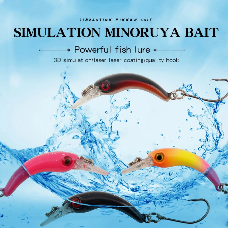 

Floating Mino Mini Small Single Hook Fake Bait Wobbler Winter Barracuda Tilapia Fishing Tackle Artificial Fishing Bait Luya Lure